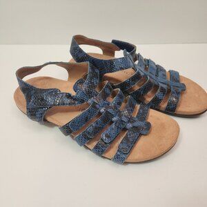 Vionic Harissa 10W Blue Snakeskin Genuine Leather Strappy Gladiator Sandals